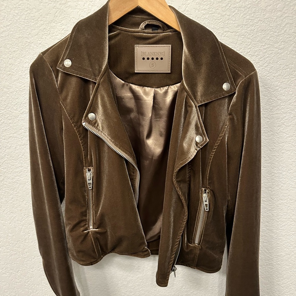 Blank NYC Brown Velvet Leather Jacket